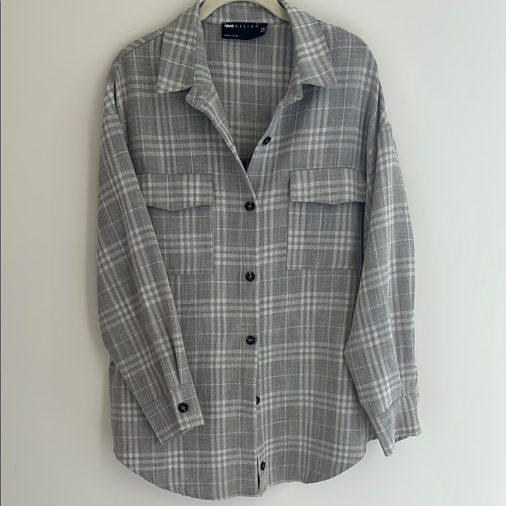 ASOS Gray Plaid Button Down Shirt